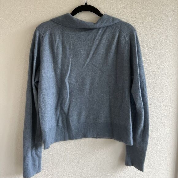 Vince Wool Silk Cashmere Polo Sweater Sz XL Collared Pullover Blue Quiet Luxury - Picture 6 of 8